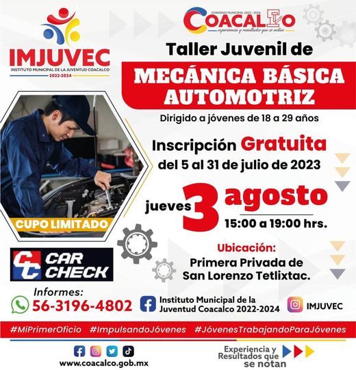 1689015989 JuventudCoacalquense Participa en el taller de Mecanica Automotriz que se