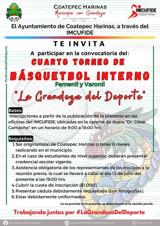 1689092137 Inscribete al Cuarto Torneo de Basquetbol Interno Femenil y Varonil