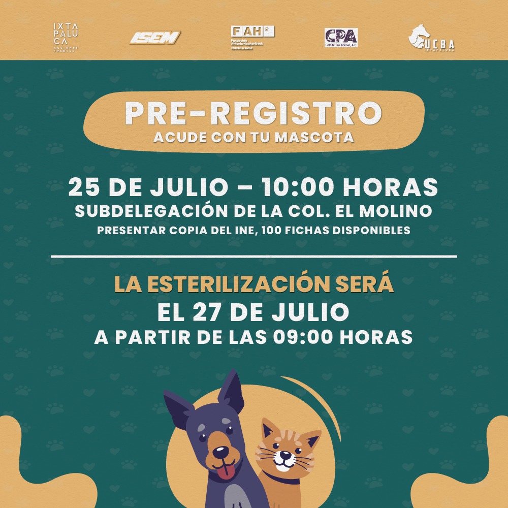 1690032203 87 Pre Registro para la Decima Quinta Jornada Gratuita de Esterilizacion de