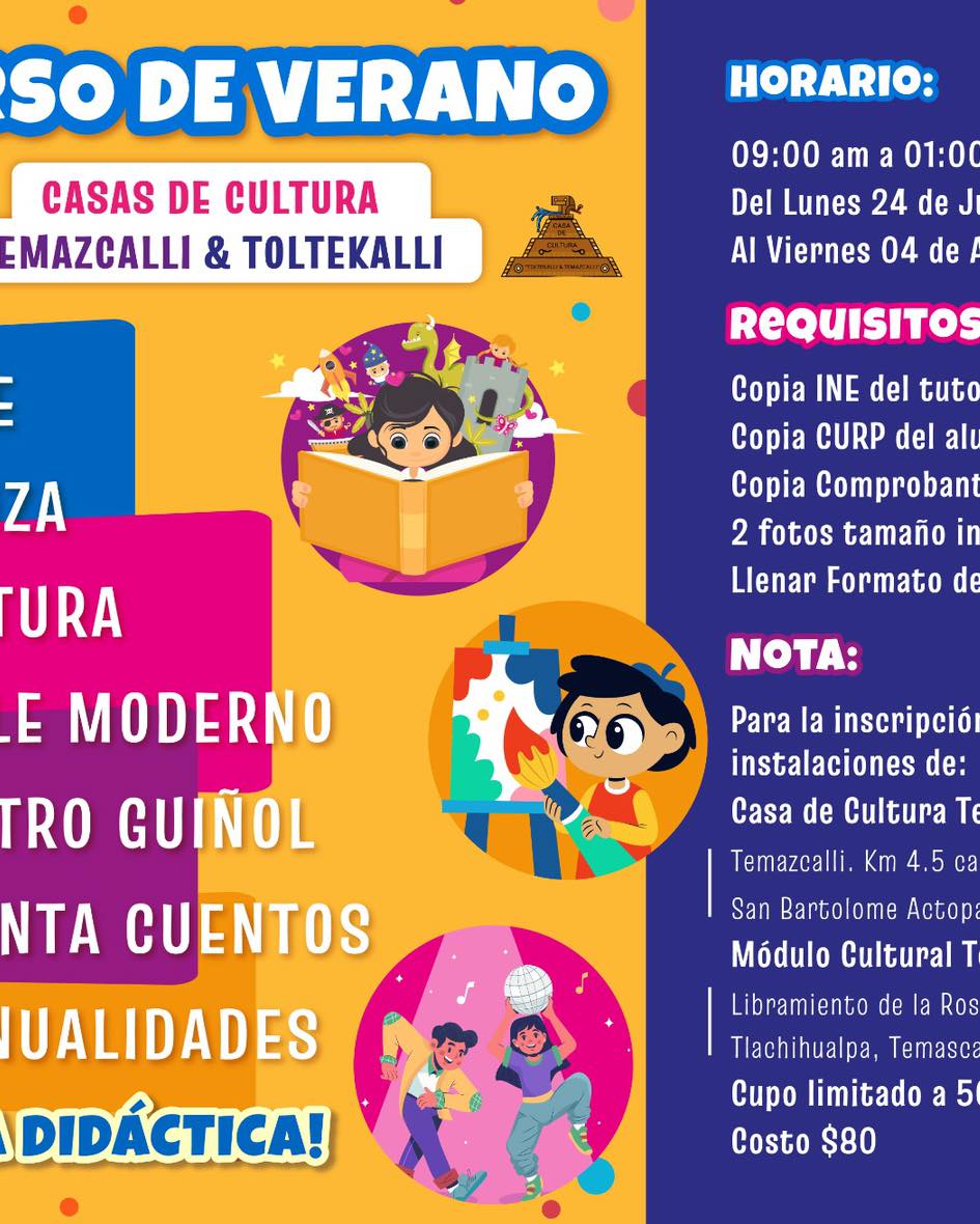 1690227973 840 Te invitamos al CursoDeVerano que casa de cultura Toltecalli y