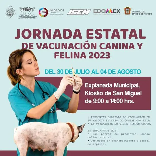 1690818724 La Jornada Estatal de Vacunacion canina y felina 2023 del jpg