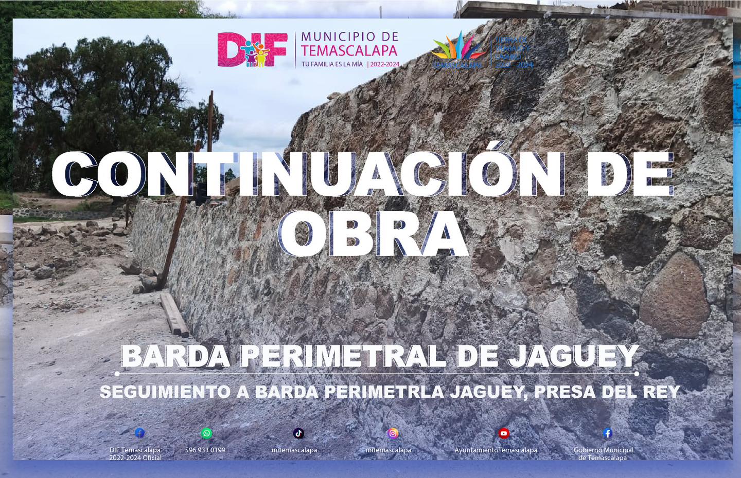 Avance de barda perimetral en Presa del Rey