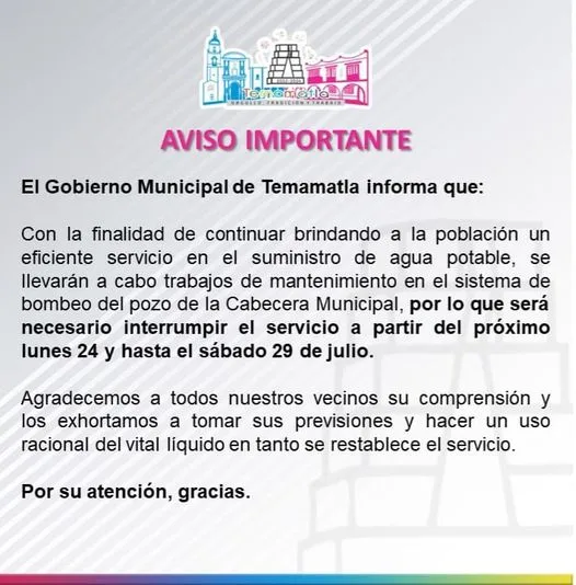 Aviso Importante Servicio de Agua Potable jpg