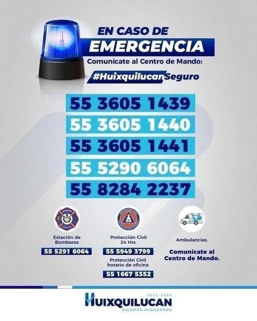 Compartimos los telefonos de emergencia en Huixquilucan jpg