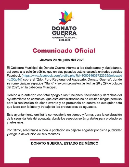 ComunicadoOficial El Gobierno Municipal de Donato Guerra informa a jpg