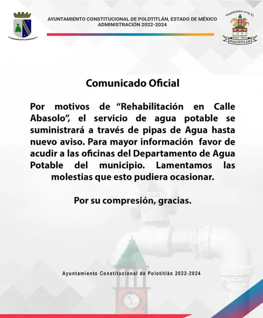 ComunicadoOficial Por motivos de Rehabilitacion en Calle Abasolo el servicio jpg