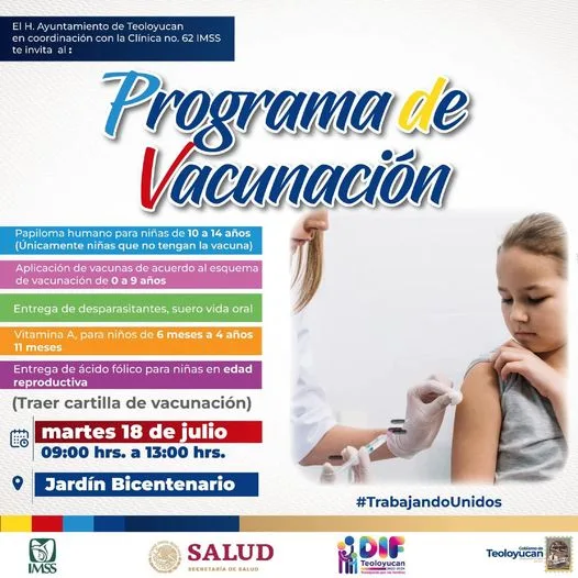 El Gobierno de Teoloyucan te informa Programa de Vacunacion TrabajandoUnid jpg