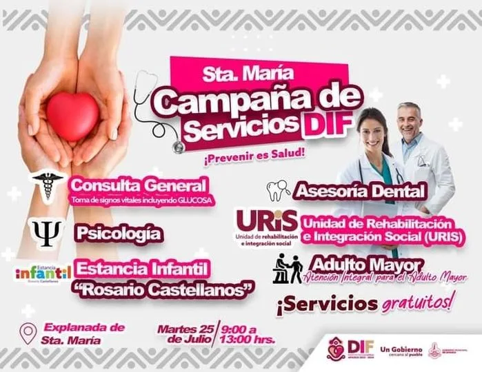 HOY EN SANTA MARIA CAMPANA DE SERVICIOS GRATUITOS DIF jpg