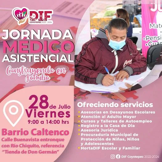 JORNADA MEDICO ASISTENCIAL Vecinas vecinos del BarrioCaltenco los esperamo jpg