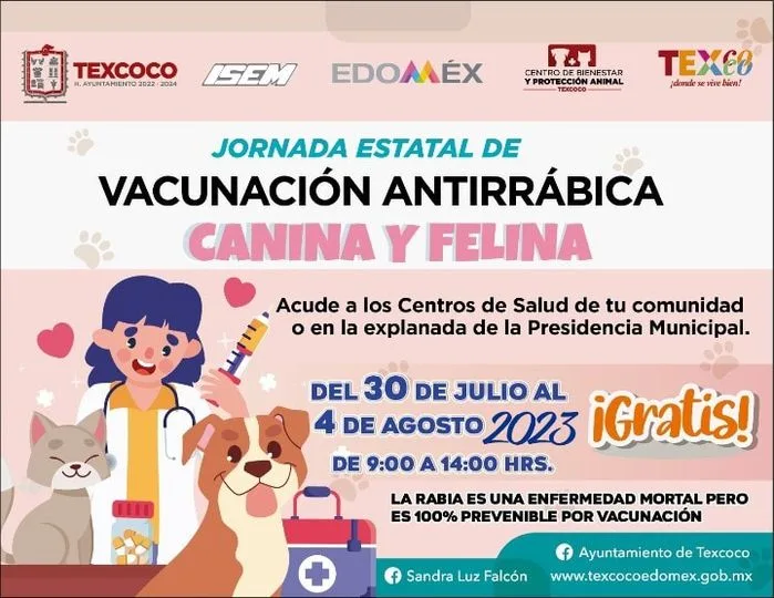 Lleva a tu amigo peludo a la jornada de vacunación antirrábica. Recuerda que es