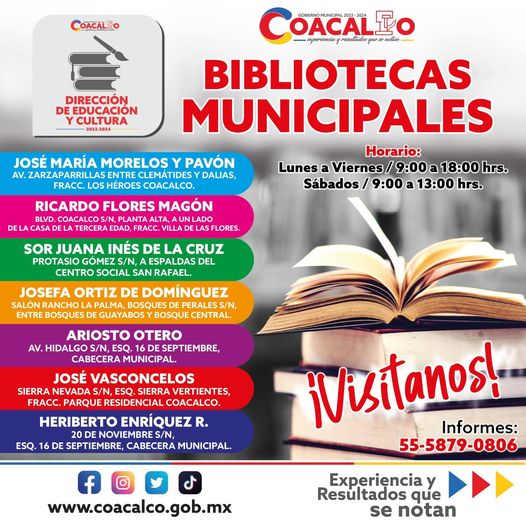 ¡Acercate a nuestras bibliotecas municipales Encontraras libros y actividades i