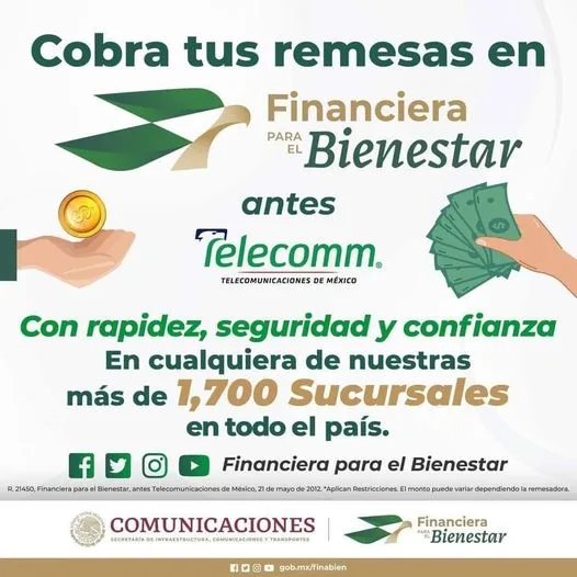 ¡Cobra tus remesas con Financiera para el Bienestar antes Telecomm jpg