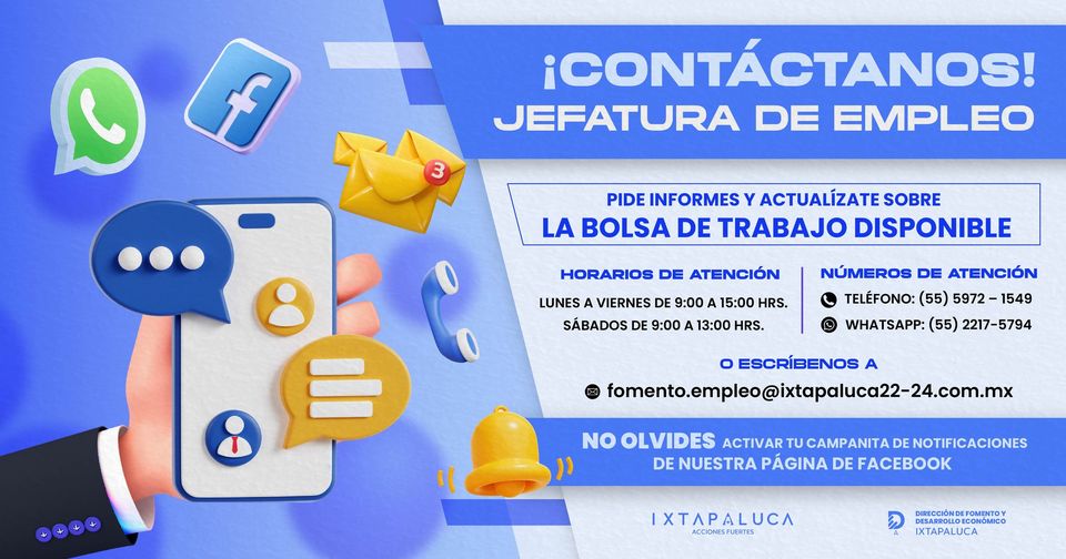 ¡Conoce y actualizate sobre nuestra bolsa de trabajo Comunicate a