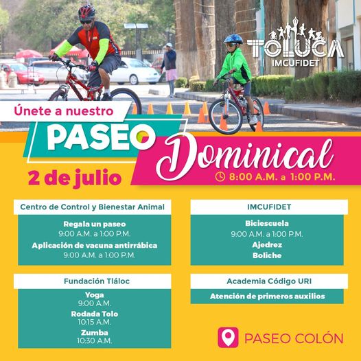 ¡Diviertete y ejercitate en nuestro ya tradicional PaseoDominical Te esperam