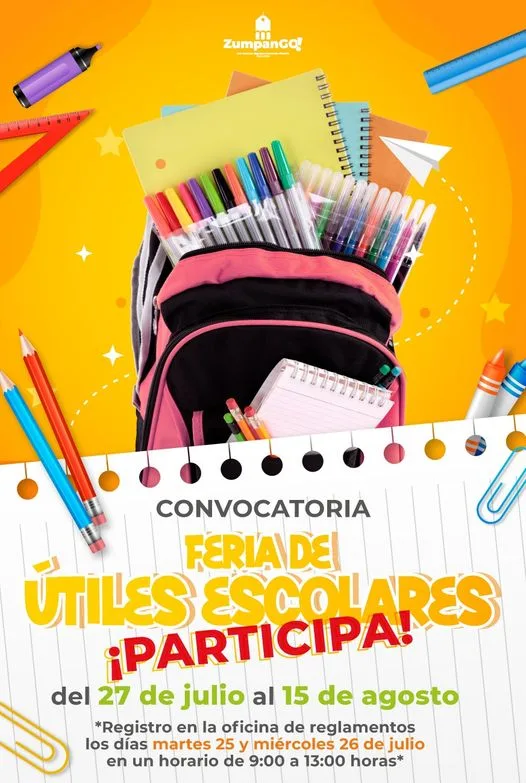 ¡FERIA DE UTILES ESCOLARES 2023 en ZumpanGO Si tienes un jpg