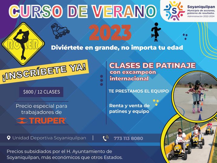 ¡Te invitamos al curso de verano de patinaje 2023! En colaboración con “Roller,