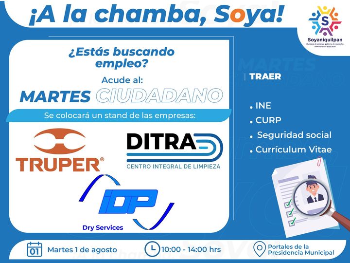 ¿Te encuentras buscando chamba? ¡Acude al Martes Ciudadano!