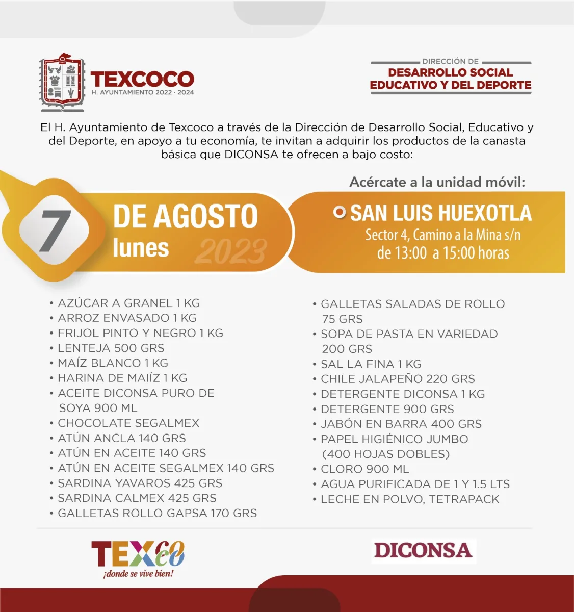 1691180756 52 Informacion importante El Ayuntamiento de Texcoco y DICONSA trae para