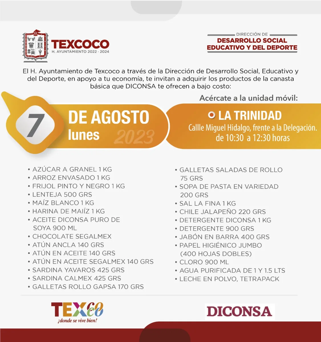 1691180780 Informacion importante El Ayuntamiento de Texcoco y DICONSA trae para