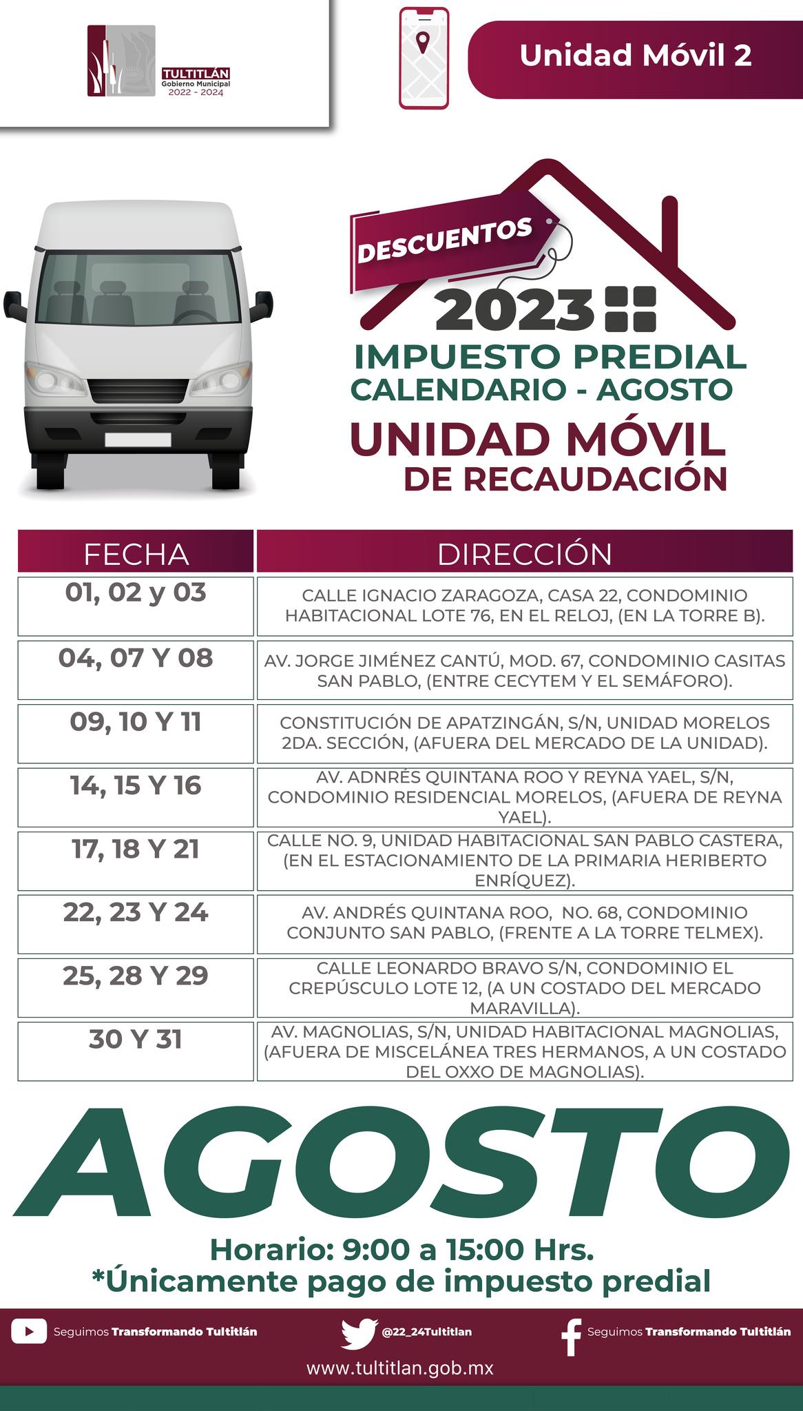 1691365343 862 Tultitlan Agendalo Te informamos donde estara ubicada la UnidadMovil de