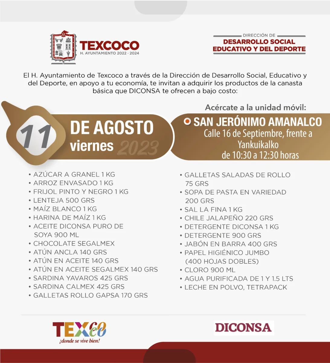 1691700586 525 Informacion importante El Ayuntamiento de Texcoco y DICONSA trae para