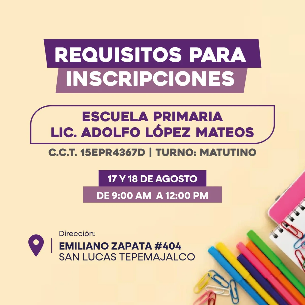 1692208184 Compartimos los requisitos para las inscripciones de la primaria Lic