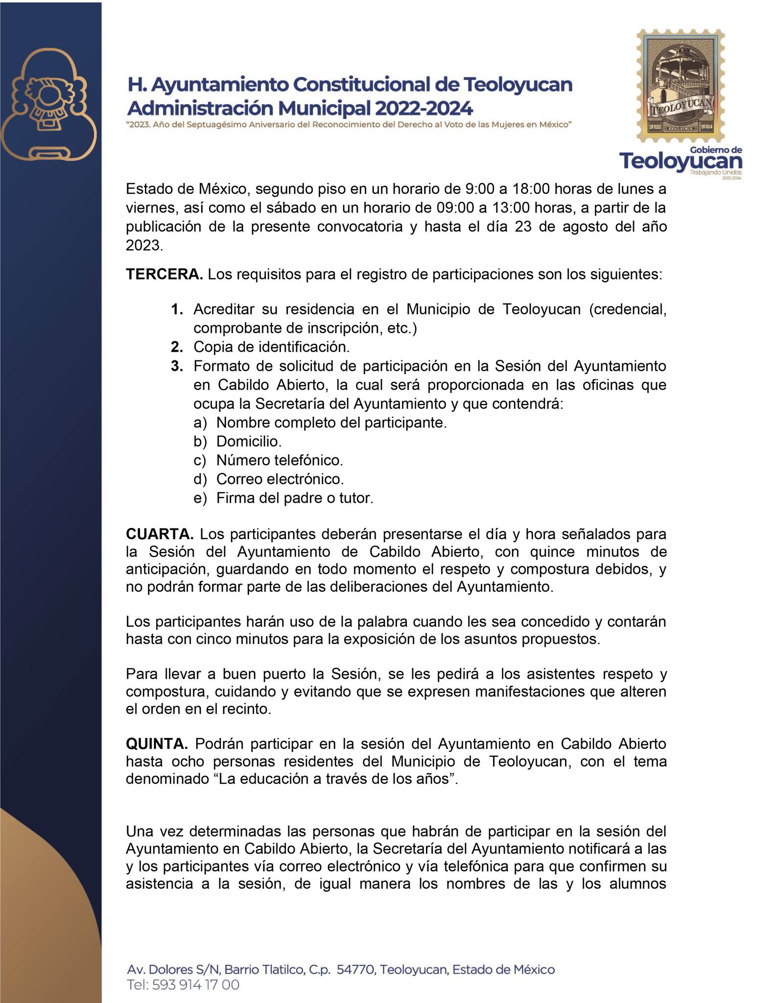 1692215014 225 Convocatoria para participar en la Cuarta Sesion de Cabildo Abierto