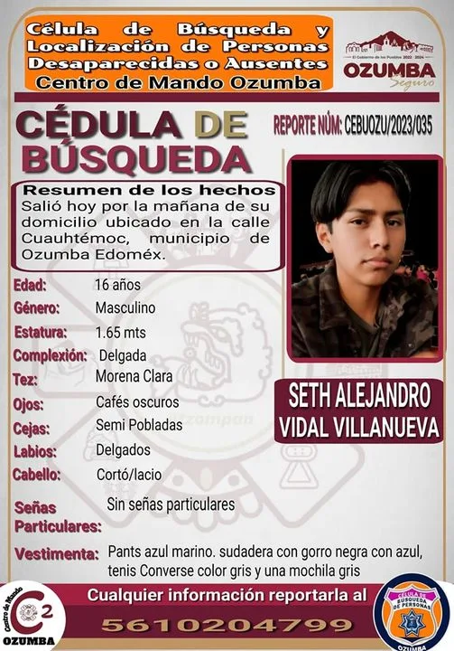 1692886009 AYUDEMOS A LOCALIZAR AL JOVEN SETH ALEJANDRO VIDAL VILLANUEVA jpg