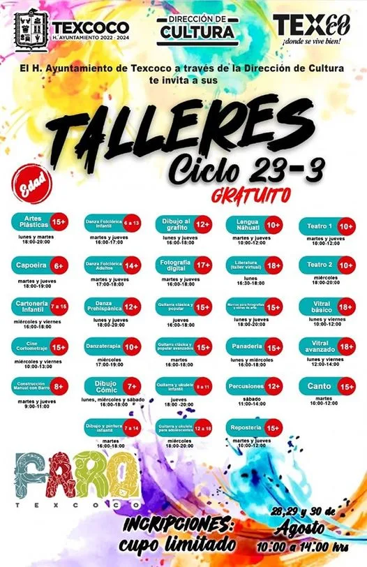 1692988039 Unete a los distintos talleres que FAROTexcoco prepara para ti jpg