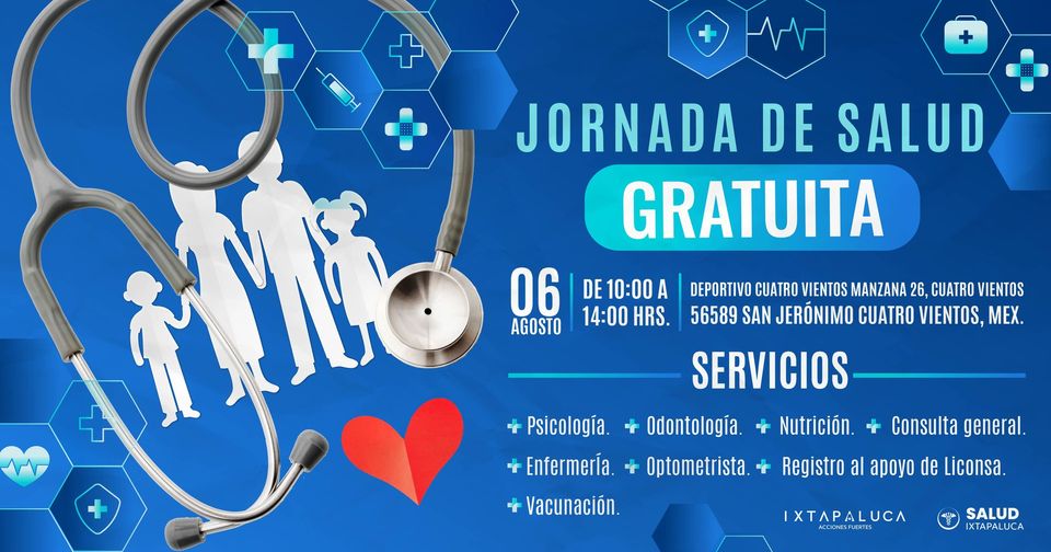 Jornada de Salud ¡Atencion comunidad El proximo 6 de agosto