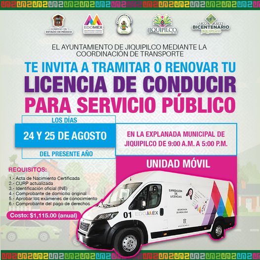 La unidad movil para el tramite de licencias de servicio