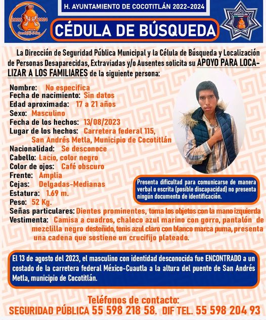 Solicitamos a la ciudadania en general el apoyo para 𝗹𝗼𝗰𝗮𝗹𝗶𝘇𝗮𝗿