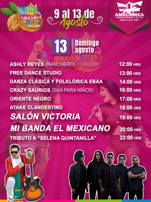 Te compartimos la cartelera del ultimo dia del FestivalCultural de