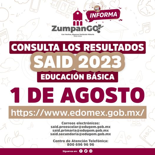 ¡ATENCIÓN, familias de #Zumpango! Mañana 1⃣ de agosto se publicarán los