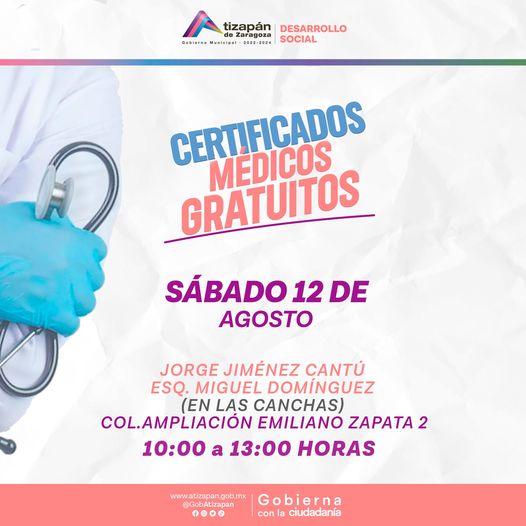 ¡Acude a nuestra Jornada de Certificados Medicos Gratuitos Sabado 12