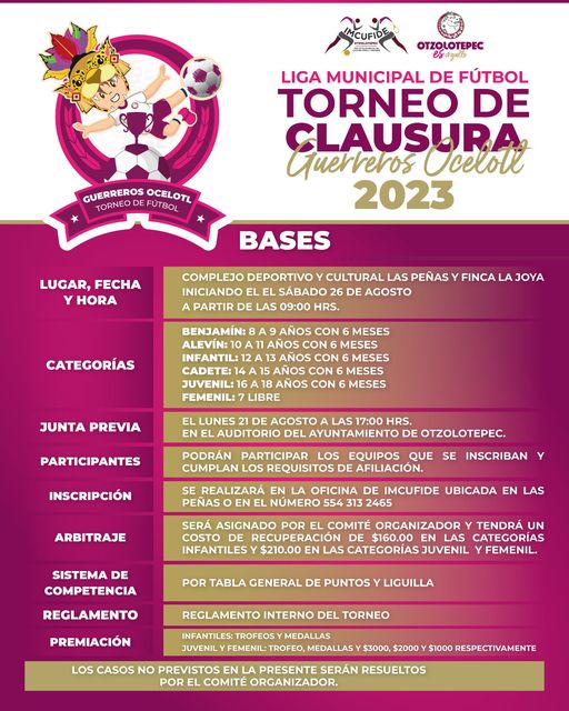 ¡Bolita por favor! Llega nuestro #torneo de clausura Guerreros Ocelotl 2023 ¡Úne