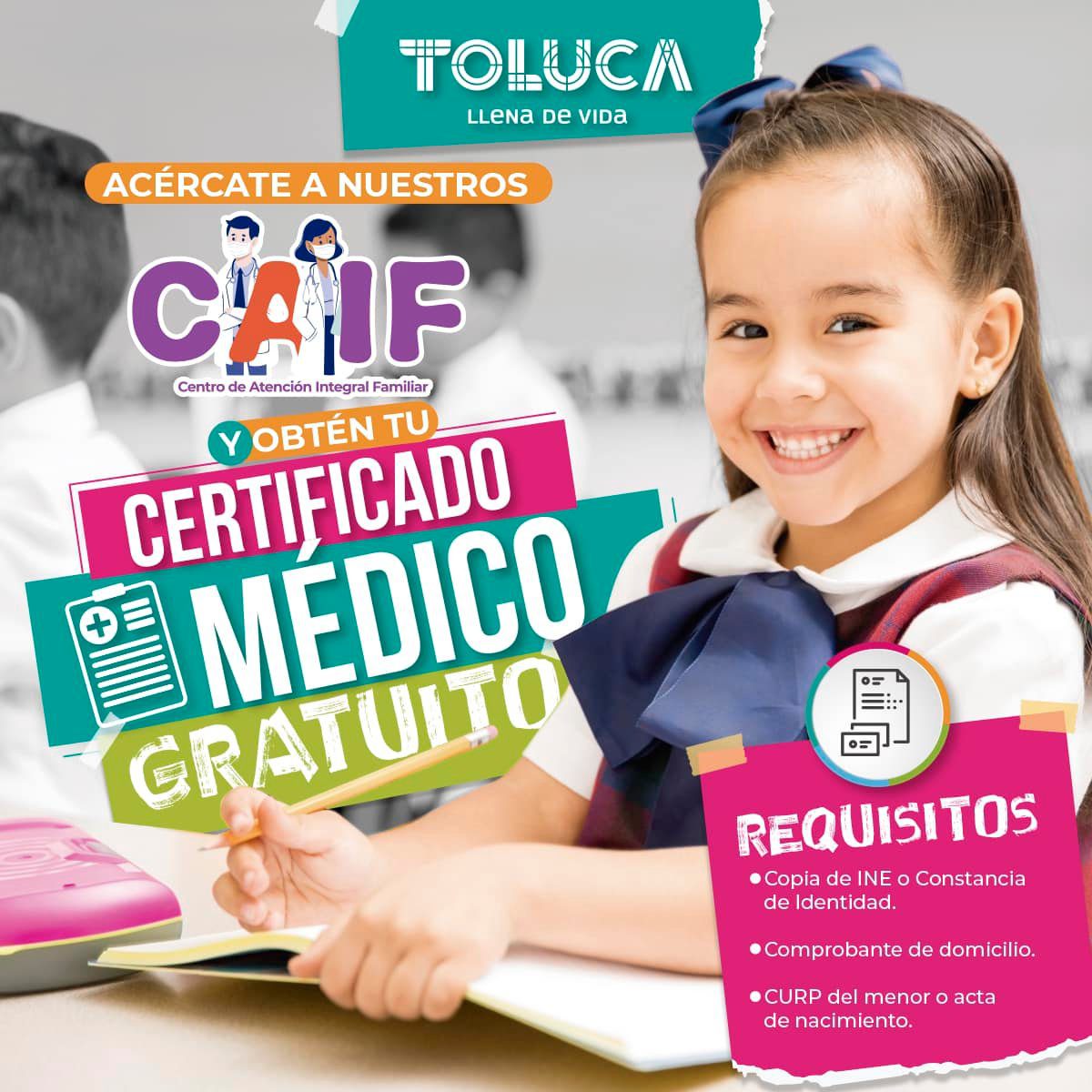 ¡CERTIFICADOS MEDICOS GRATUITOS En beneficio de las familias toluquenas por