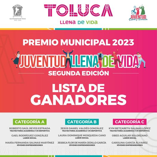 ¡Felicidades a los ganadores del Premio Municipal 2023 Juventud Llena