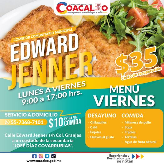 ¡Lanzate al comedor comunitario Edward Jenner y disfruta del menu