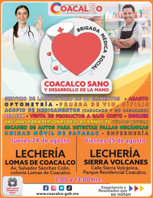 ¡Nos vemos manana en la Brigada Medica Social Te esperamos