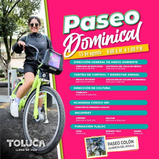 ¡Sumate MANANA a nuestro PaseoDominical Te esperamos de 800 AM