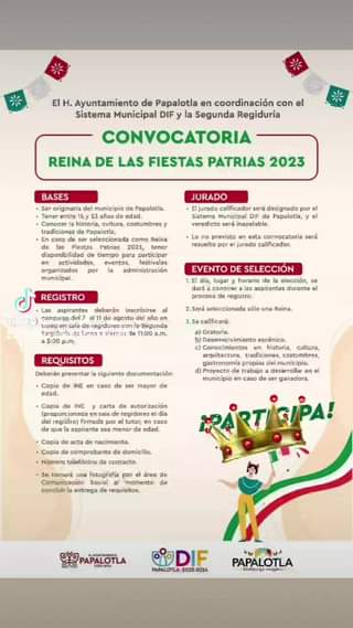 ¡Te estamos buscando Tu puedes ser la ReinaDeLasFiestasPatrias Papalotla 2O23