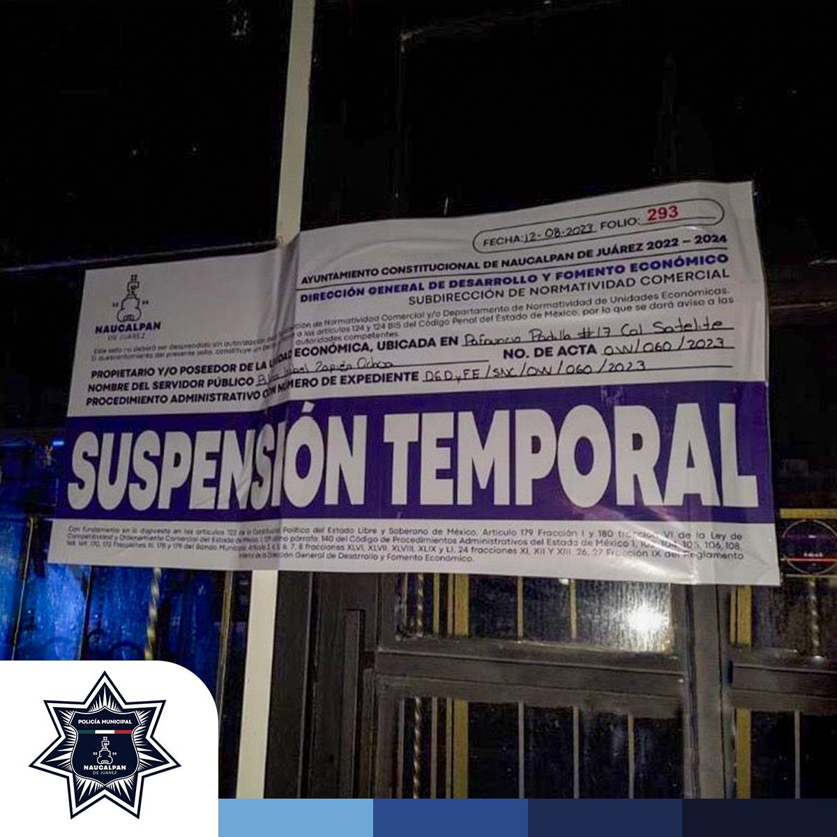 ¡Trabajamos por tu seguridad! En una acción coordinada, suspendimos 7 locales