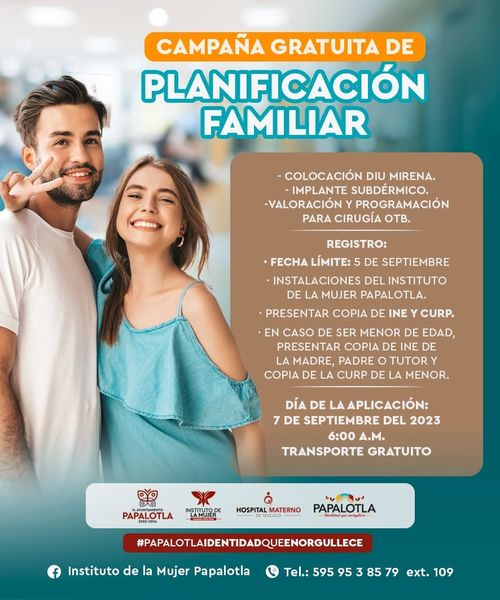 ¡Unete a la campana de Planificacion Familiar Acude al Instituto