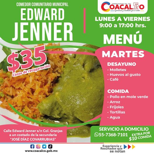 ¡Visitanos en el comedor comunitario Edward Jenner Recuerda que tenemos