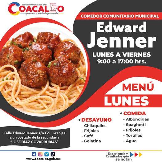 ¿Ya sabes qué comer? ¡Te esperamos en el comedor comunitario “Edward Jenner”! Ch