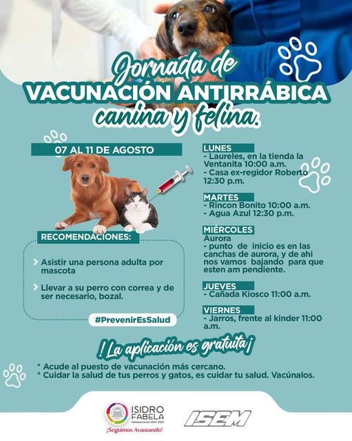 𝗝𝗼𝗿𝗻𝗮𝗱𝗮𝗗𝗲𝗩𝗮𝗰𝘂𝗻𝗮𝗰𝗶𝗼́𝗻𝗔𝗻𝘁𝗶𝗿𝗿𝗮́𝗯𝗶𝗰𝗮 PROXIMAS FECHAS VacunacionAntirrabica para p