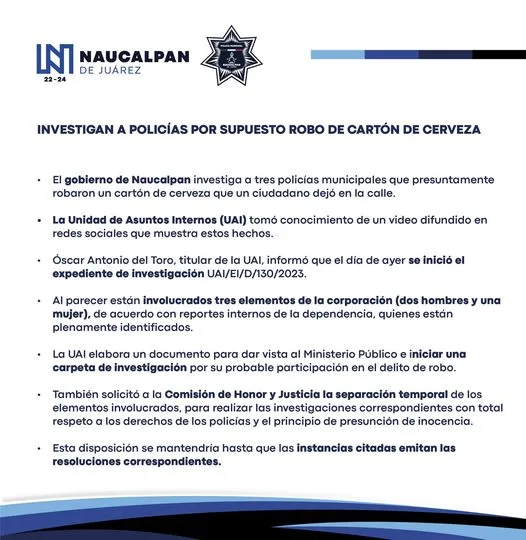 1693607847 El gobierno de Naucalpan investiga a tres policias municipales que jpg