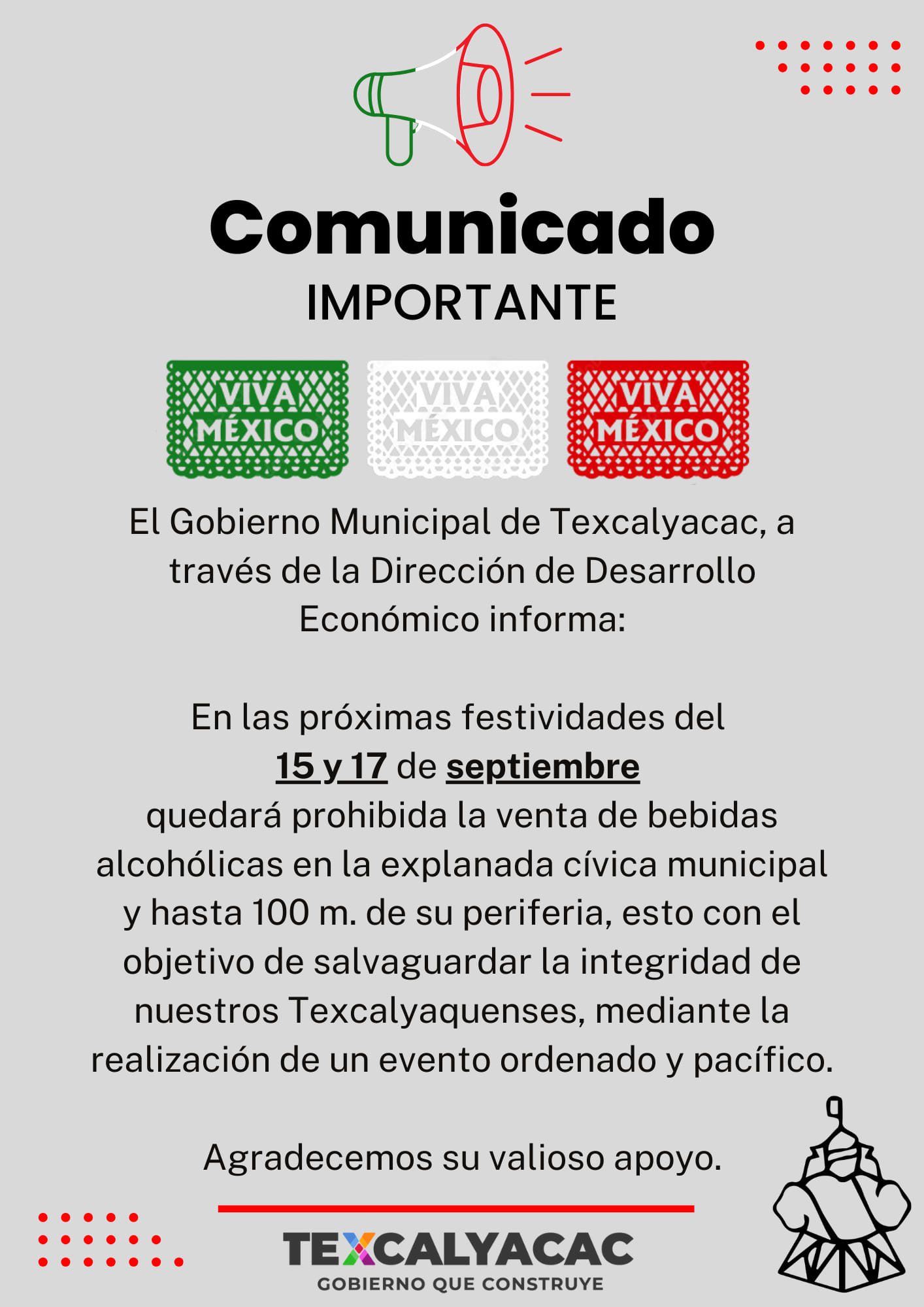 1694710348 233 COMUNICADO IMPORTANTE El Gobierno Municipal de Texcalyacac informa