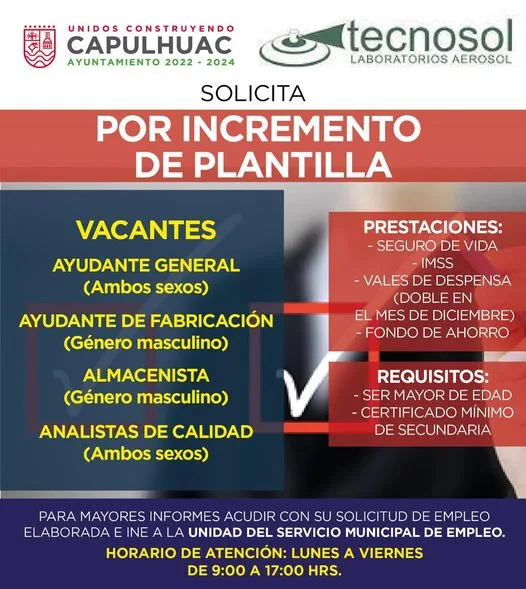 1694726669 Atencion El Ayuntamiento de Capulhuac te presenta las siguientes vacantes jpg